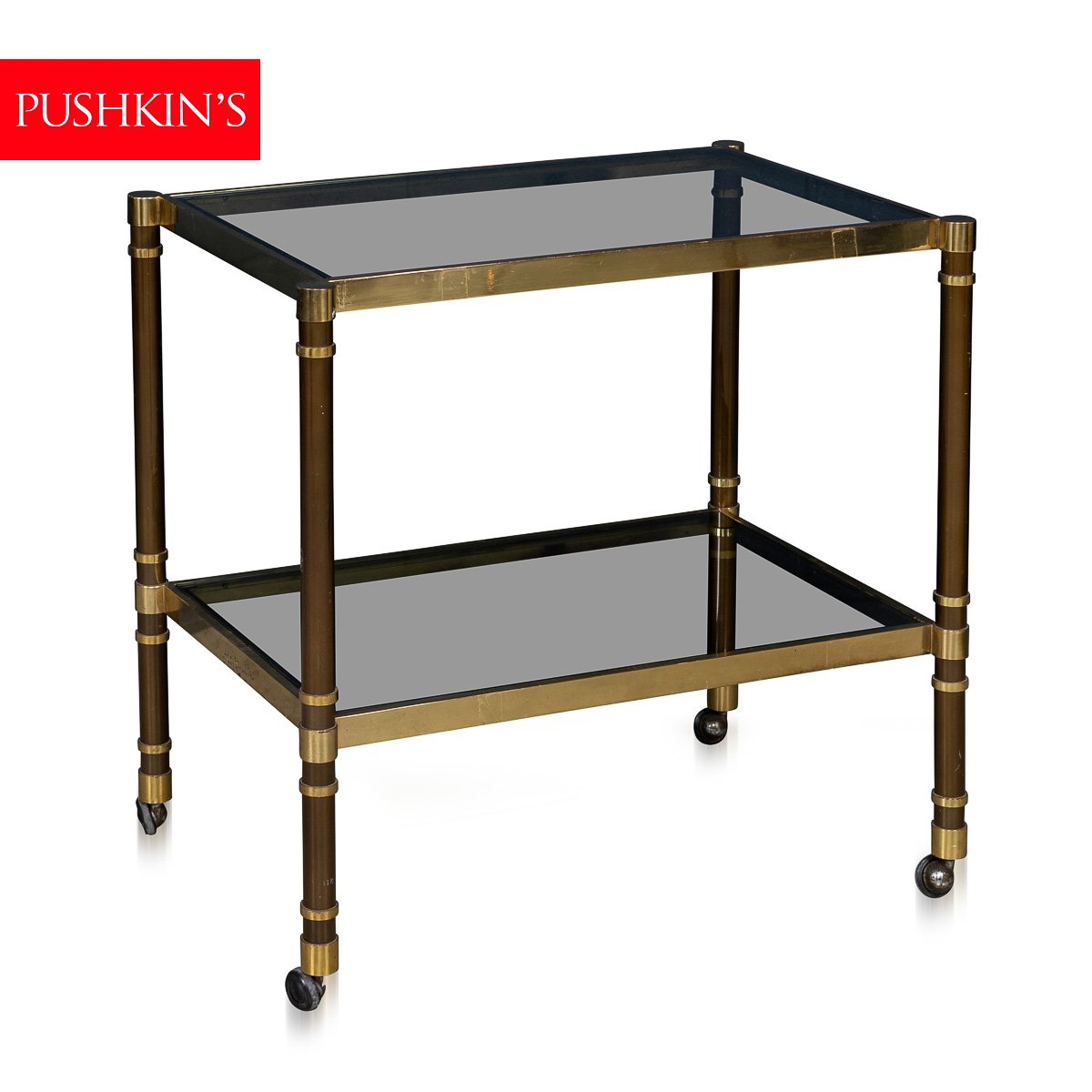 PUSHKINS.COM - B11303 - VINTAGE 20thC ITALIAN BRASS FRAMED DRINKS TROLLEY c.1980 - 02.jpg