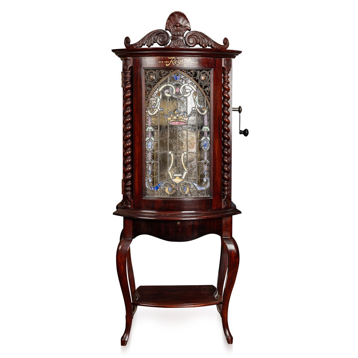 PUSHKINS.COM - NS11405 - ANTIQUE 20thC AMERICAN %22THE REGINA CO%22 12 DISC AUTOMATIC MUSIC PLAYING CABINET BOX c.1900 - 01.jpg