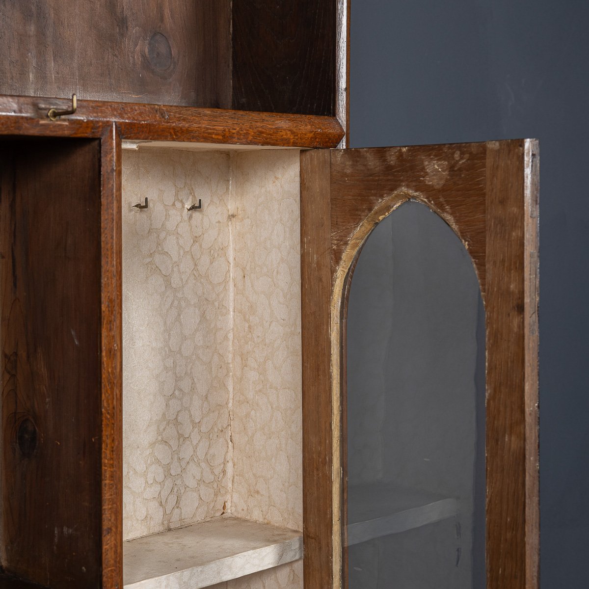 PUSHKINS.COM - D11137 - ANTIQUE 19thC VICTORIAN SOLID OAK & GLASS DRESSER, LATER PAINTED c.1880 - 27.jpg