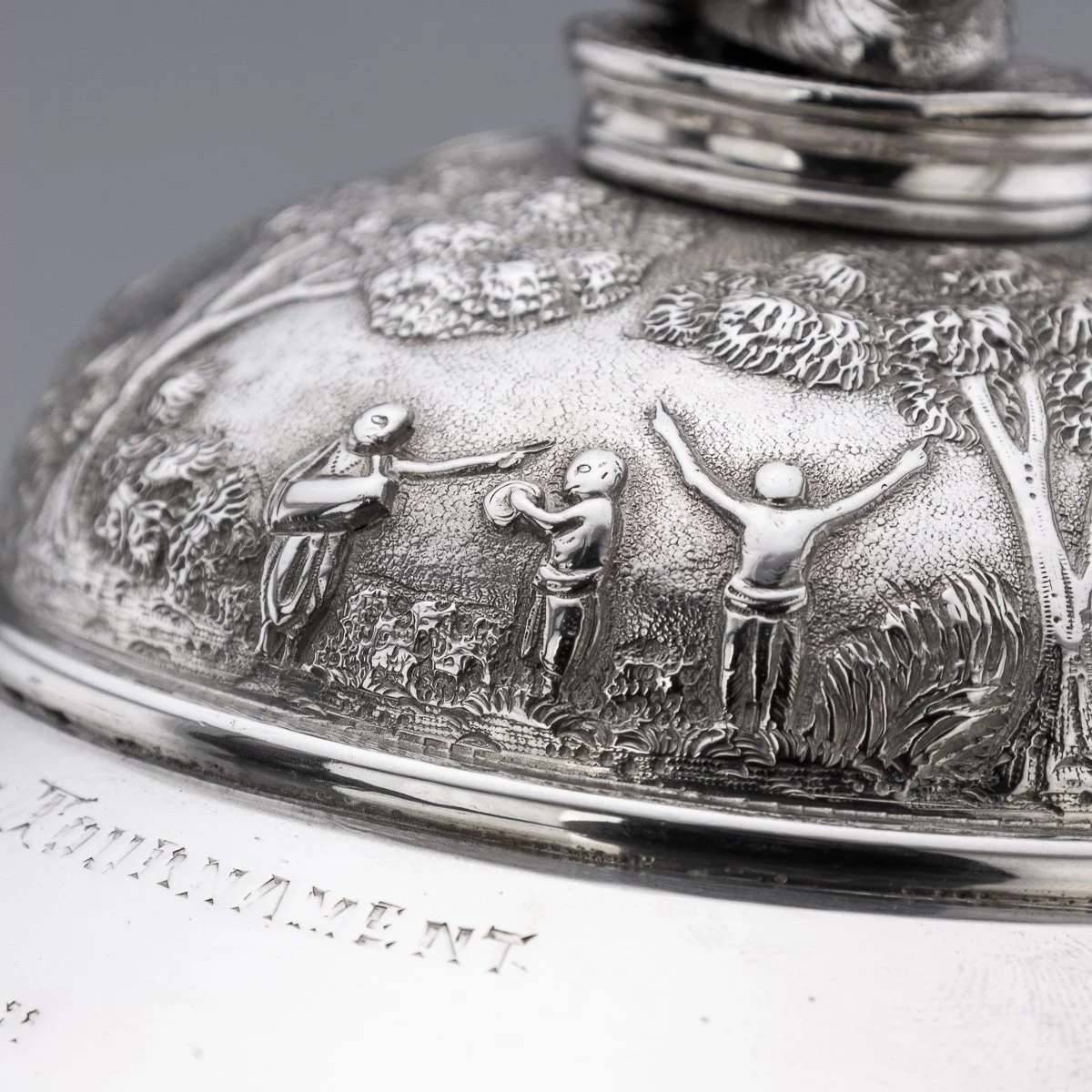 PUSHKINS.COM - A11061 - ANTIQUE 20thC INDIAN SOLID SILVER TROPHY CUP & COVER, GRISH CHUNDER DUTT c.1910 - 11.jpg