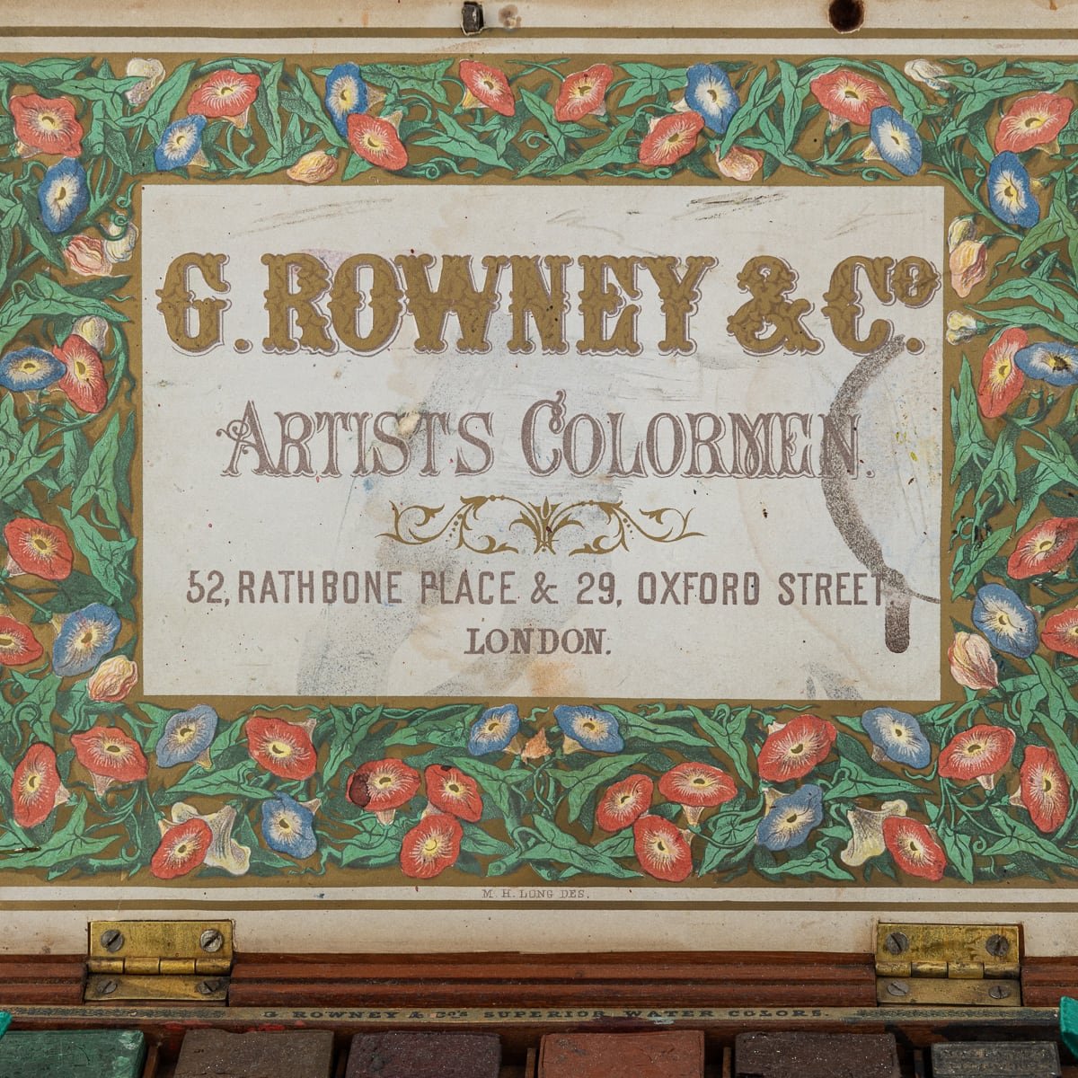 PUSHKINS.COM - ANTIQUE 19thC VICTORIAN G ROWNEY & CO ARTISTS COLORMEN WATERCOLOUR BOX c.1860 - 5.jpg