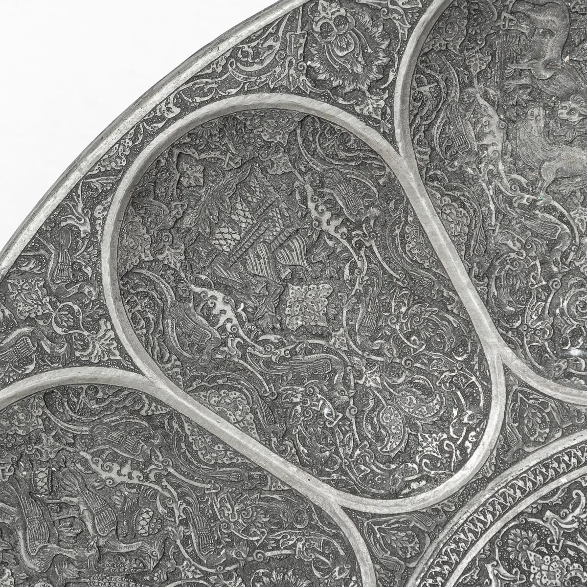 PUSHKINS.COM - A00171 - ANTIQUE 20thC PERSIAN SILVER PLATED GHALAMZANI BOWL ON STAND, ISFAHAN c.1900 - 26.jpg