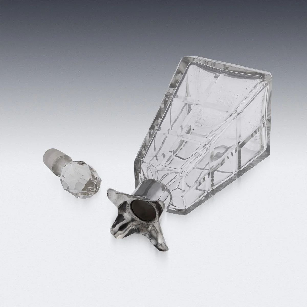 PUSHKINS.COM - D11719 - ANTIQUE 20thC ENGLISH SOLID SILVER & CUT GLASS DECANTER BY ASPREY, LONDON c.1911 - 21.jpg