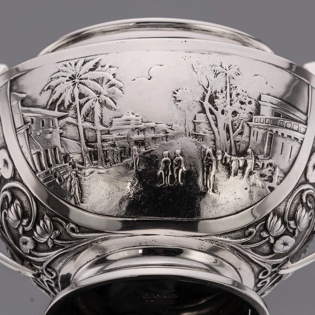 PUSHKINS.COM - A11065 - ANTIQUE 19thC INDIAN STYLE THREE PIECE SOLID SILVER TEA SET, REED & BARTON c1900 - 29.jpg