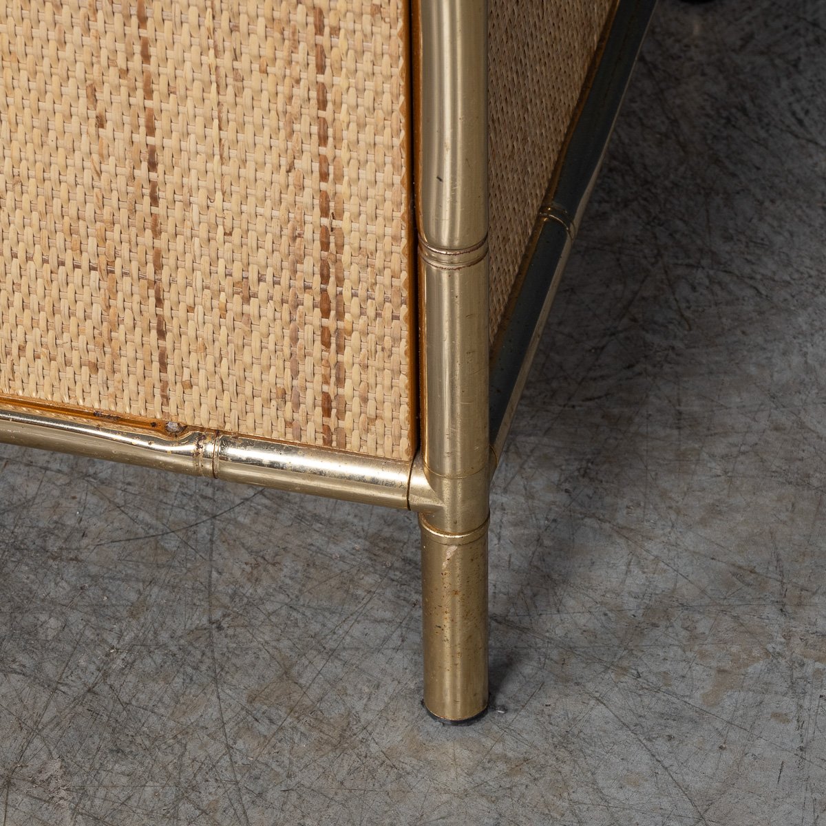 PUSHKINS.COM - B11291 - VINTAGE 20thC ITALIAN BRASS FRAMED RATTAN & FAUX BAMBOO CABINET c.1980 - 17.jpg