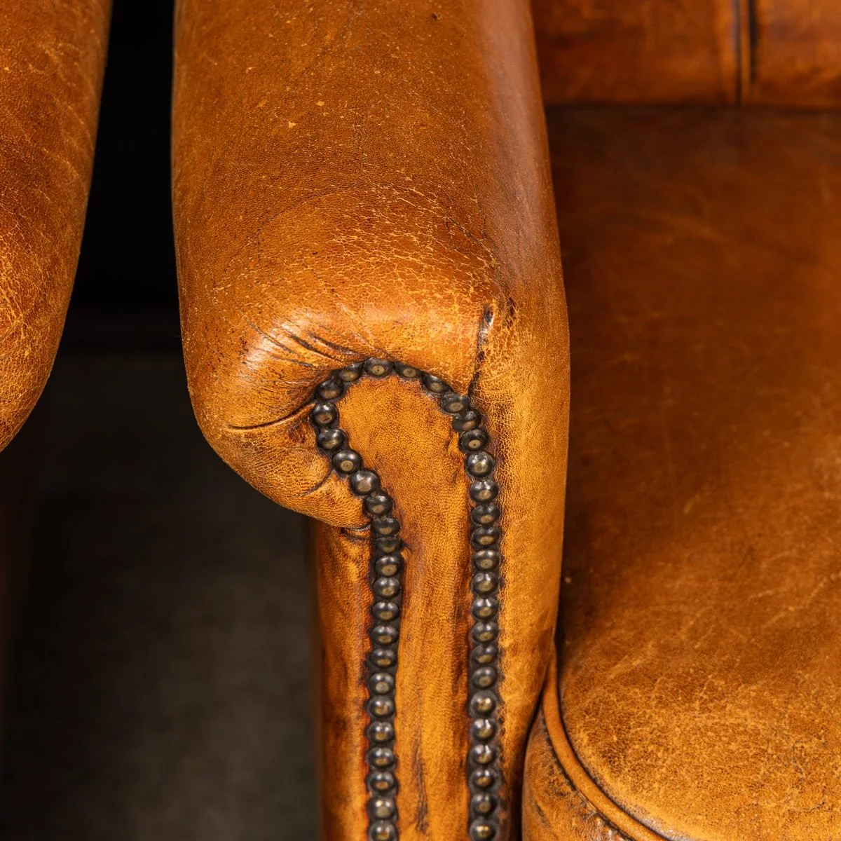 PUSHKINS.COM - B11847 - VINTAGE 20thC PAIR OF DUTCH LEATHER CLUB CHAIRS c.1980 - 31.jpg