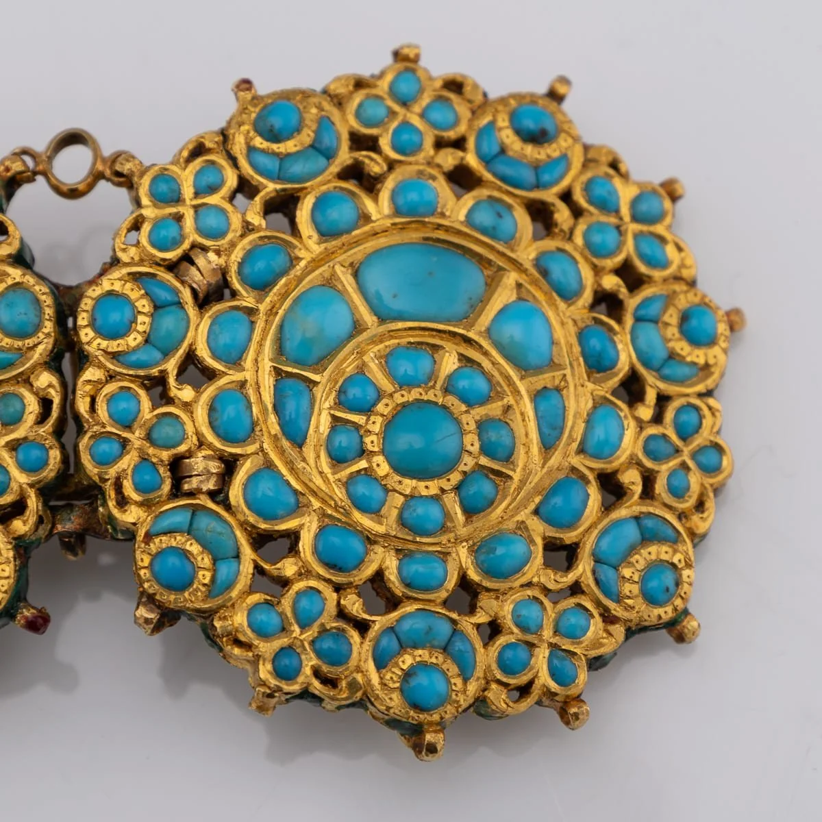 PUSHKINS.COM - A00150 - ANTIQUE 20thC INDIAN (JAIPUR) SOLID GOLD, TURQUOISE & ENAMEL BELT BUCKLE c.1920 - 07.jpg