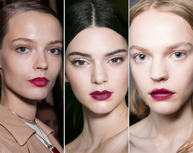 Looks from left to right: Trussardi, Dolce&Gabbana and No. 21, photo behind this link . No. 21 is my favorite with lips that look like applied care-freely by finger, from a bowl of juice berries or the color would be bitten through the lips!