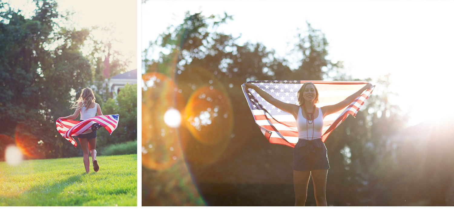 You've Got Flair | Clare's Garden Summer Senior Session, Clare & American Flag, Senior 2015