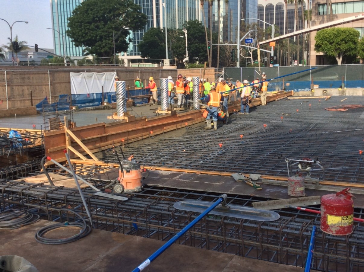 First plaza level concrete pour