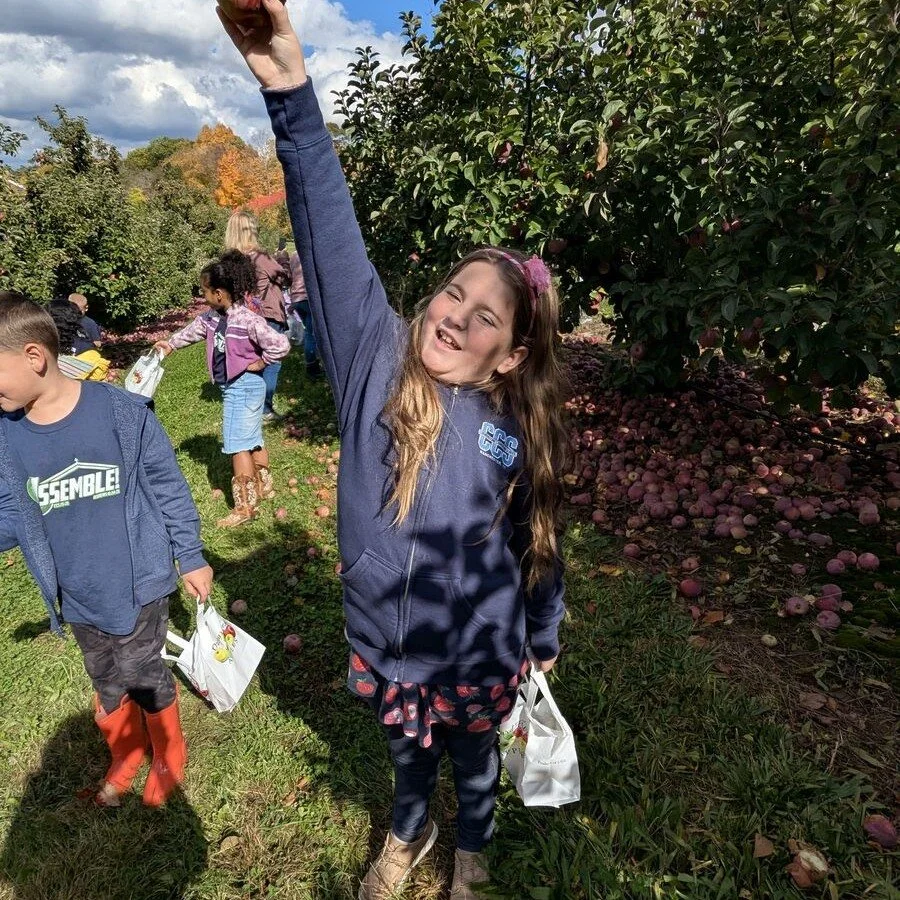 Our second graders recently enjoyed a hands-on field trip to a local farm! They picked apples, learned how to make apple butter, and topped it all off by sampling their creation on a freshly baked loaf of sourdough prepared by their teacher.