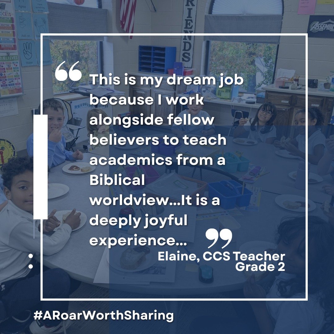 💙A Roar Worth Sharing 💙

👩&zwj;🏫✨"I love teaching at Cornerstone! This is my dream job because I work alongside fellow believers to teach academics from a Biblical worldview. It is a deeply joyful experience to see students making connection