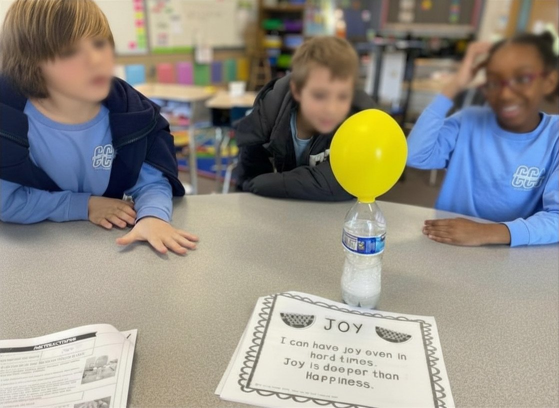 🧪💡This week in Grade 3, our Friendzy (Biblical friendship curriculum) lesson reminded us of a powerful truth: Holy Spirit fills us with joy&mdash;even in hard times. 💛🕊️

We talked about how true joy comes from remembering Jesus&rsquo; love for u