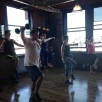 Lunchtime workout with co-workers