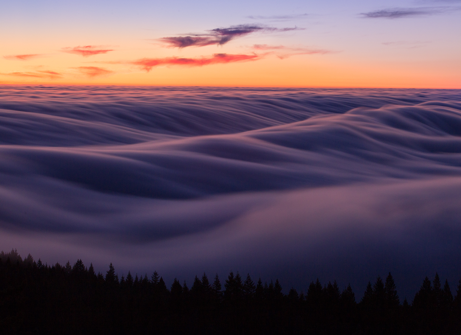 The same scene with a NiSi 6-stop ND filter. A slight magenta cast is visible, which I did not correct for purposes of this review. The 10-stop gave me a much longer exposure, which removes more texture in the fog, so I found the 6-stop gave the best look. ISO 400, 98mm (cropped), f/14, 13"