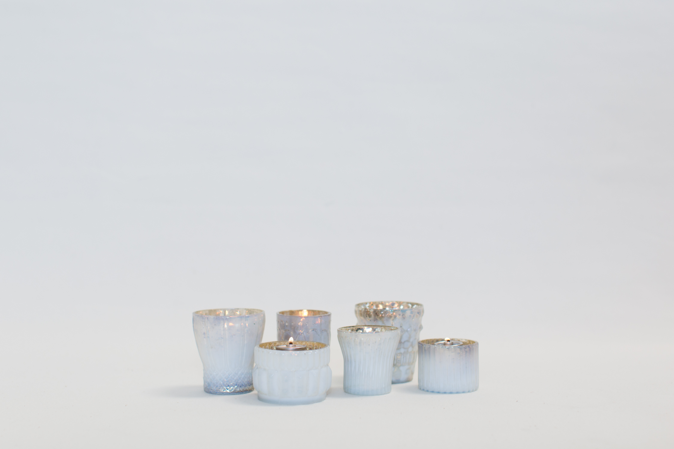 White Mercury Glass Votives