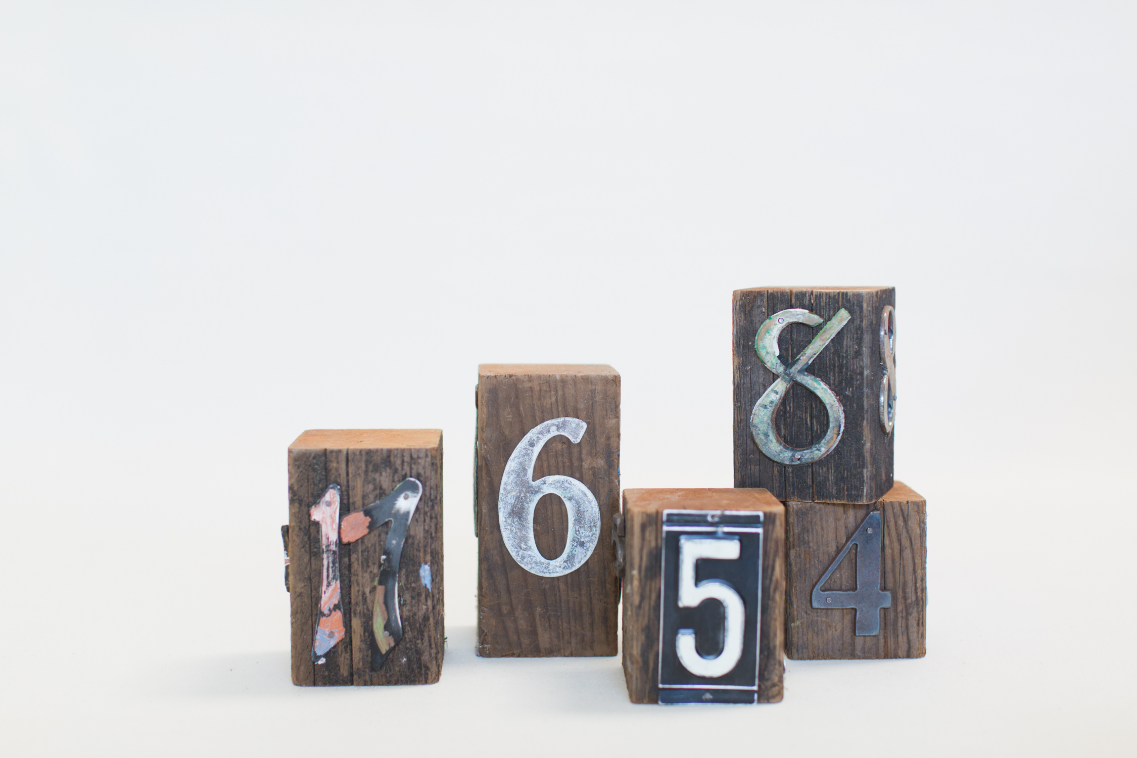 Metal on Wood Block Table Numbers