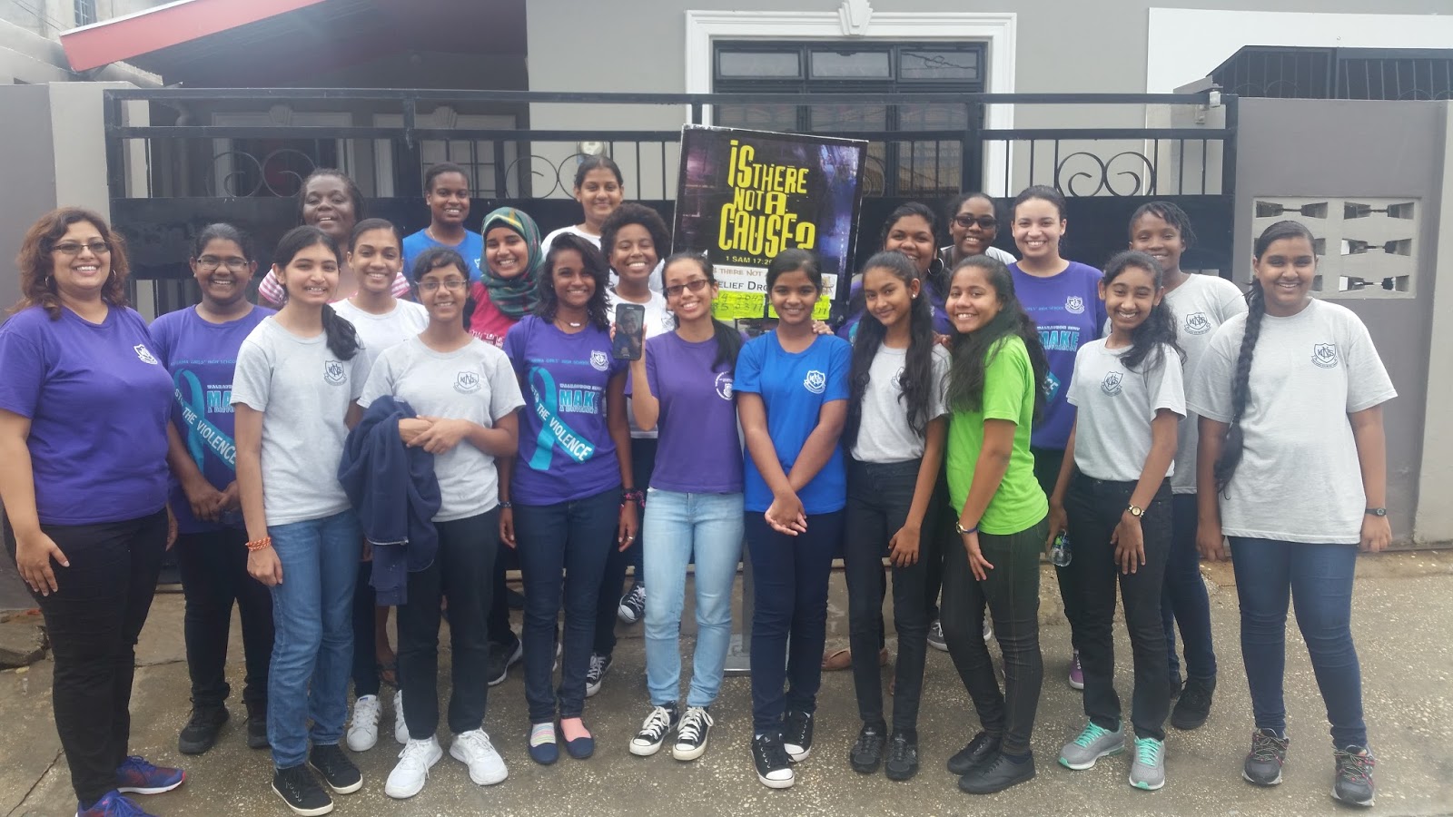 Students of Naparima Girls High School who gave up their Saturday to help sorting and packing relief supplies