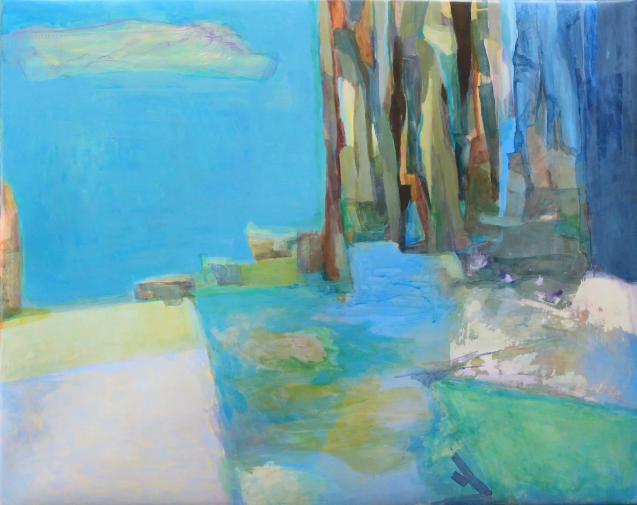 even now (Schiele's forest) &nbsp; &nbsp;acrylic on TerraSkin &nbsp; &nbsp;24"x30"