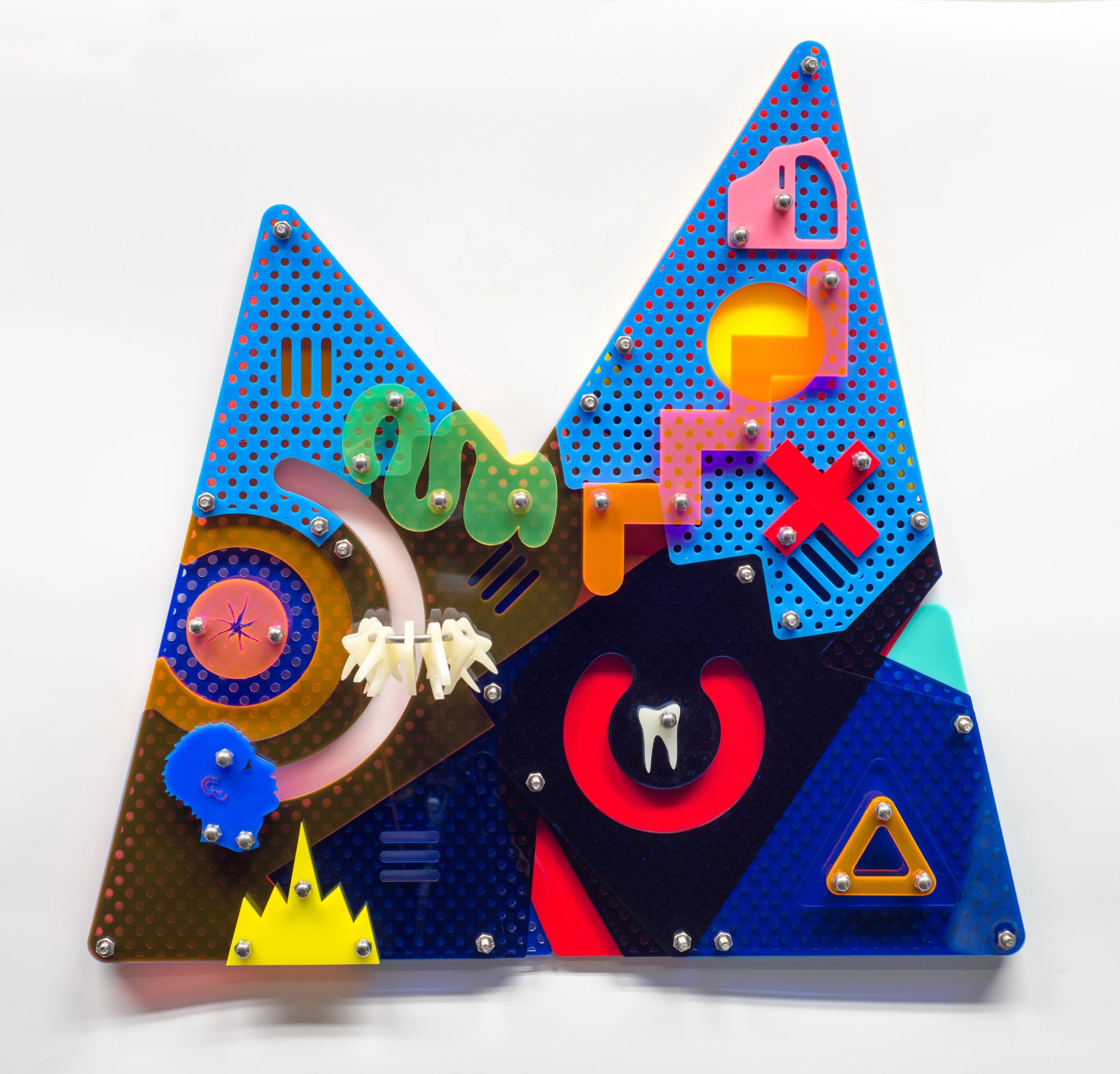 Two Peaks (Blackamoors Collage #62), 2017 Plexiglass and Stainless Steel 23.2 x 23.7 inches