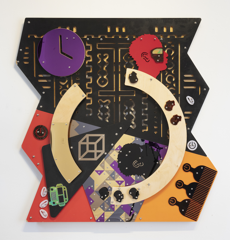 Far Beyond the Stars (Blackamoors Collage#155), 2018, CNC routed MDF and Baltic birch, plexiglass, mirror and stainless stell hardware, 60_ x 60_ (1).jpg