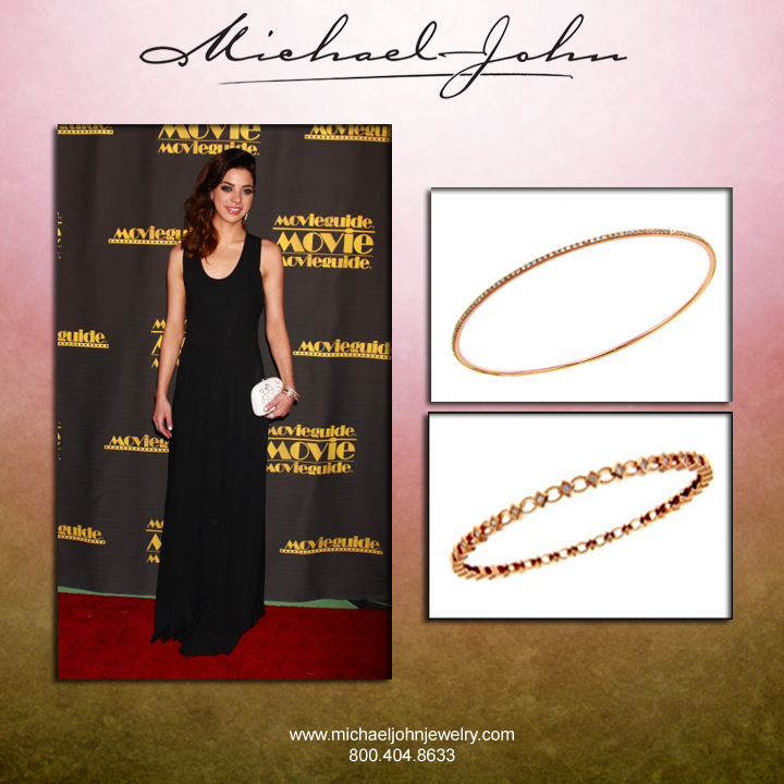 Actress Gia Mantegna attended and hosted the 21st Annual Movieguide Awards while wearing Michael John Jewelry bangles, February 2013.