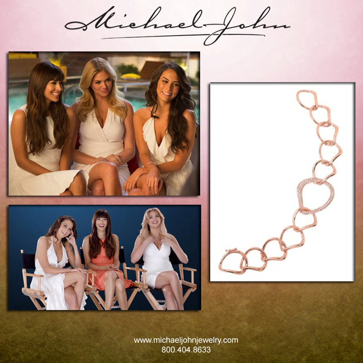 Michael John Jewelry's Rose Gold and Diamond bracelet is worn by gorgeous actress Genesis Rodriguez in a new commercial for Gillette! The commercial also feature Sport's Illustrated model Kate Upton and "New Girl" actress Hannah Simone.