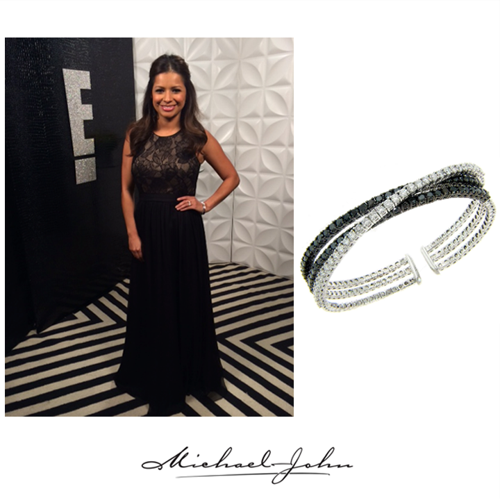 E! News correspondent Kristina Guerrero rocked our black and white diamond bracelet this weekend at the Screen Actors Guild Awards ! So pretty! January 2014 — with Kristina Guerrero .