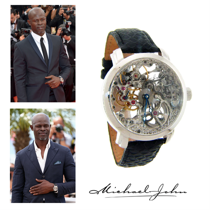 Didn't Djimon Hounsou look striking in our skeleton watch at the Cannes Film Festival last weekend? Worn at the premiere of Grace of Monaco - Der Film and his new movie How to Train Your Dragon , May 2014.