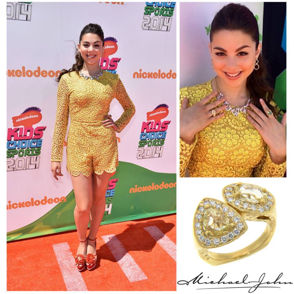 Actress, Kira Kosarin shined bright at the Nickelodeon #KidsChoiceSports Awards in our Yellow Gold and Diamond ring! July 2014