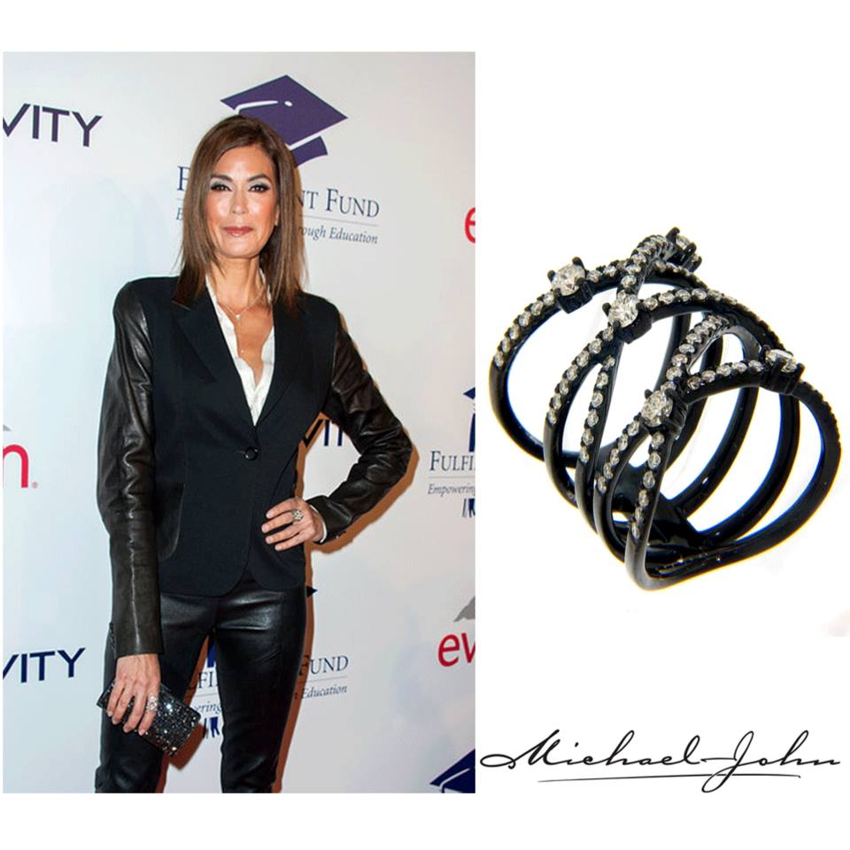 Spotted: Actress, Teri Hatcher , wore our Black Gold and Diamond ring to the Fulfillment Fund #STARS2014 Benefit #Gala , October 2014.