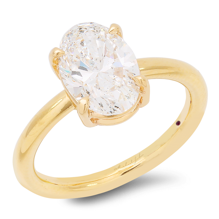 18K gold heart ring with 0.40 CT round brilliant cut diamonds — Michael  John Bridal