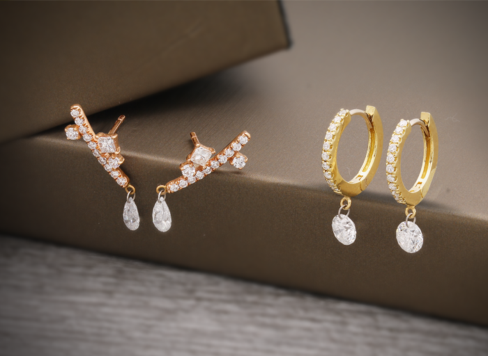 18K yellow gold diamond earrings - SKU#: 29568 — Michael John Bridal