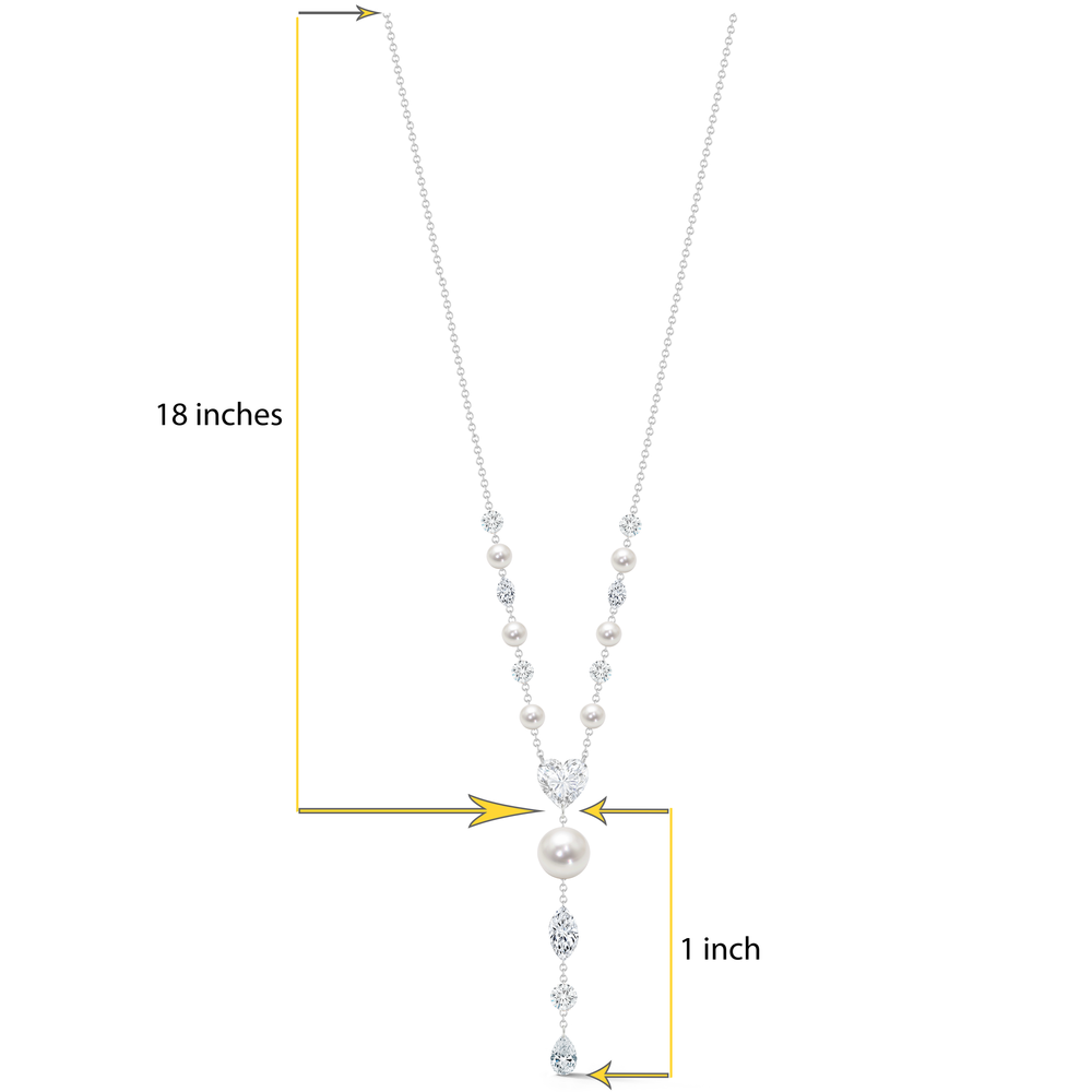 Diamond and pearl necklace in 18K gold - SKU#: 30767 — Michael John Bridal