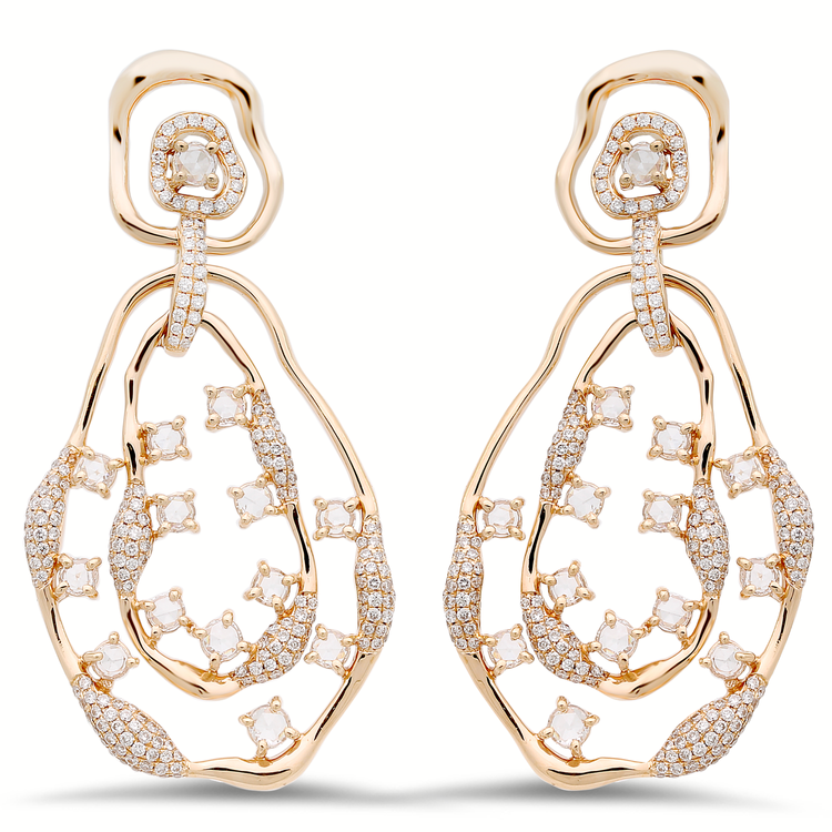 18K yellow gold diamond hoop earrings - SKU#: 28575 — Michael John Bridal