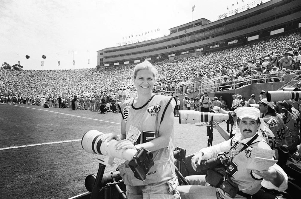 Photographing Italy vs. Brazil in the final World Cup Soccer game, Rose Bowl Stadium, 1994