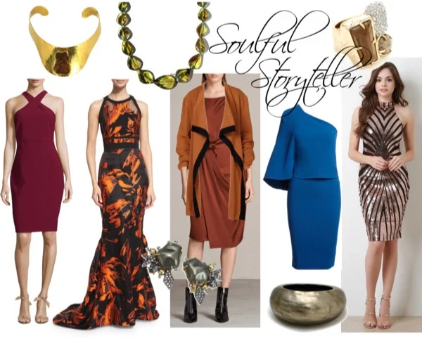 A Signature Style concept in Dark Autumn colors for the Muse Image Archetype.