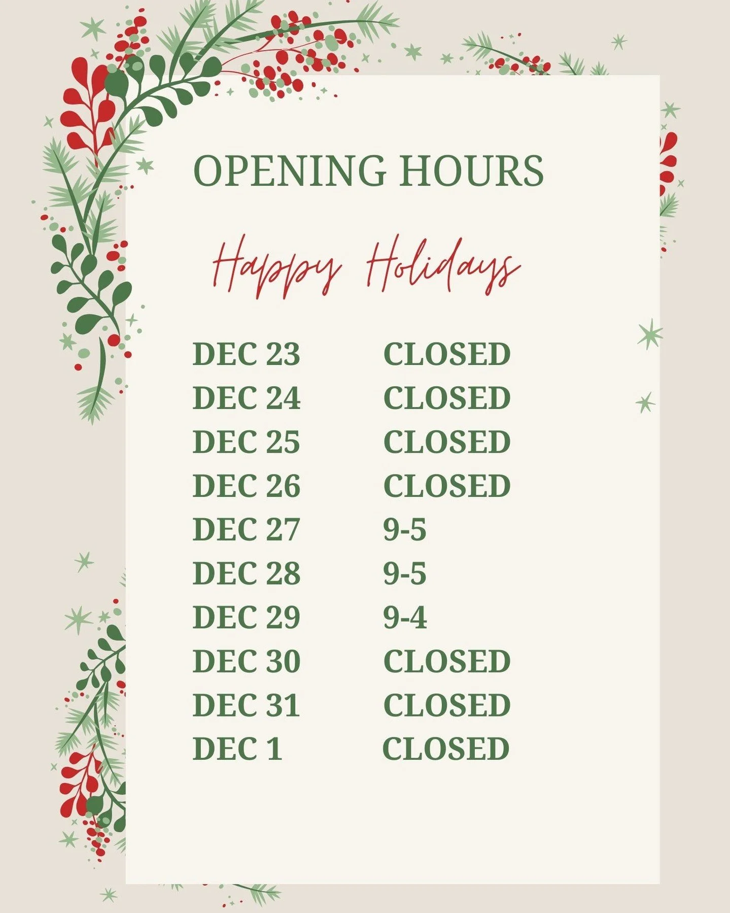 Don&rsquo;t miss out, check our opening hours before you visit🤍