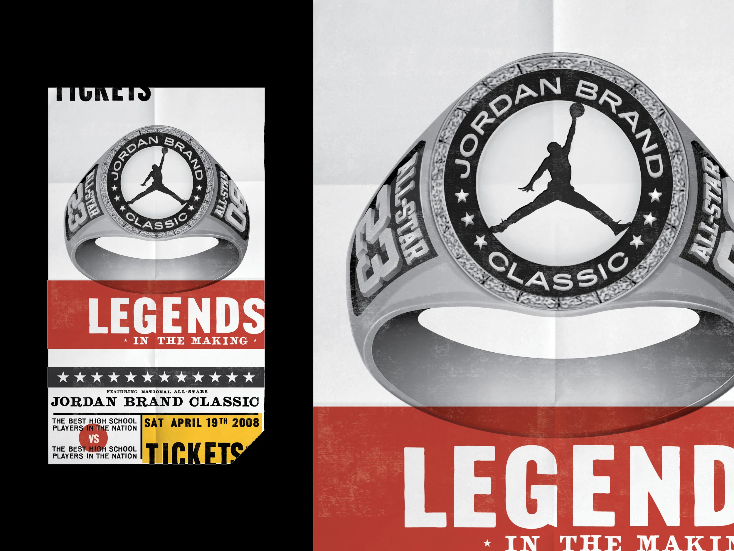 JORDAN BRAND CLASSIC The Jordan Brand Classic, is a high school All-Star tournament. The game's rosters feature the best and most highly recruited high school players. This integrated campaign included all branded materials for the event including advertising, collateral, event graphics, credentials, and more.