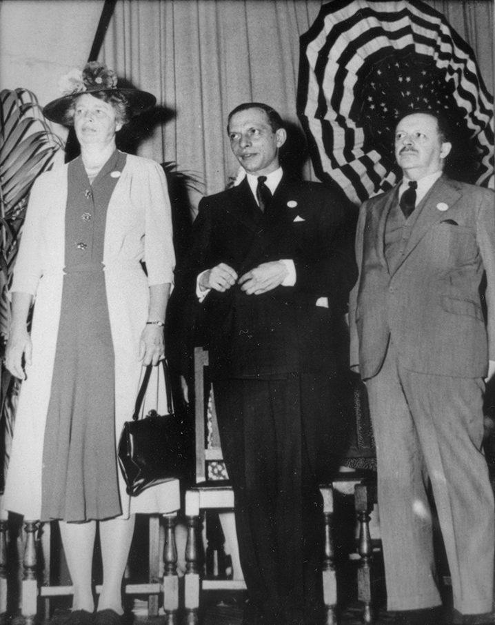 Left to right: Mrs. Eleanor Roosevelt, Frank Calderone, and Bernays.