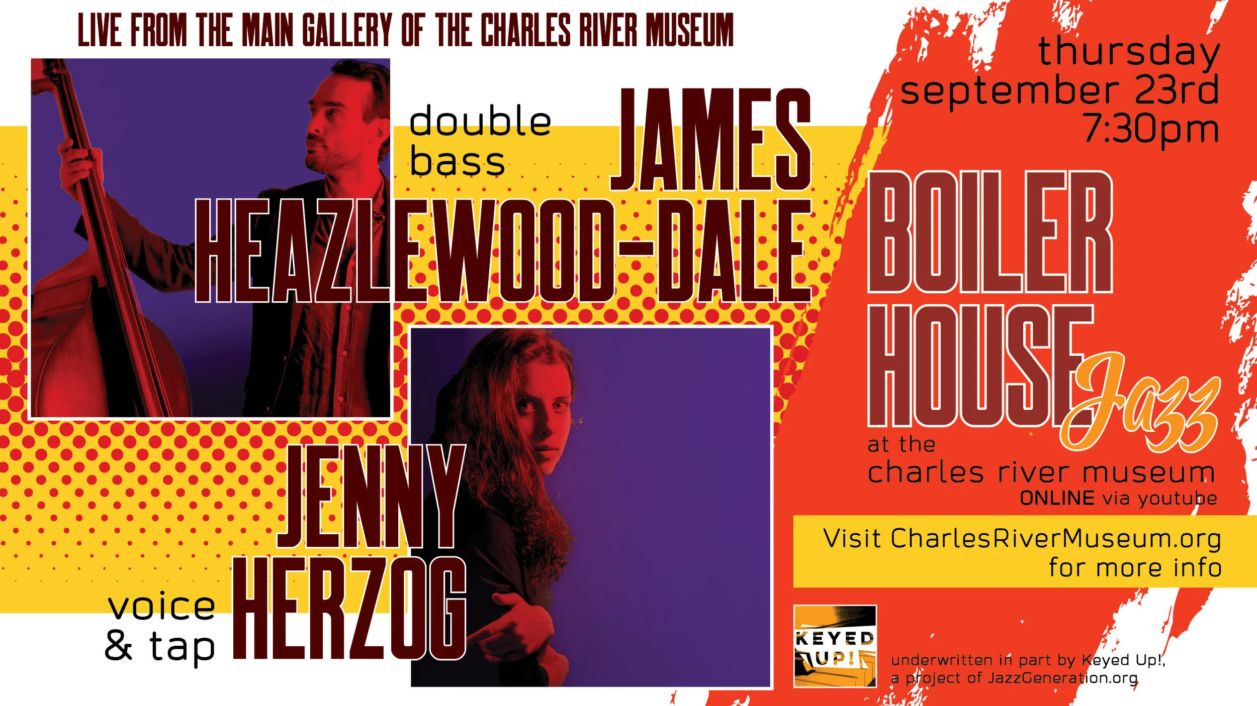 Boiler House Jazz Concert ONLINE: James Heazlewood-Dale (double bass) & Jenny Herzog (voice & tap)