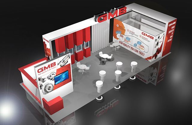 From rendering &mdash;&mdash;&gt; to reality. We updated our clients booth with new graphics and added some new structural elements, while maintaining most of the same structure from years before. #Aapex2019 #lasvegas