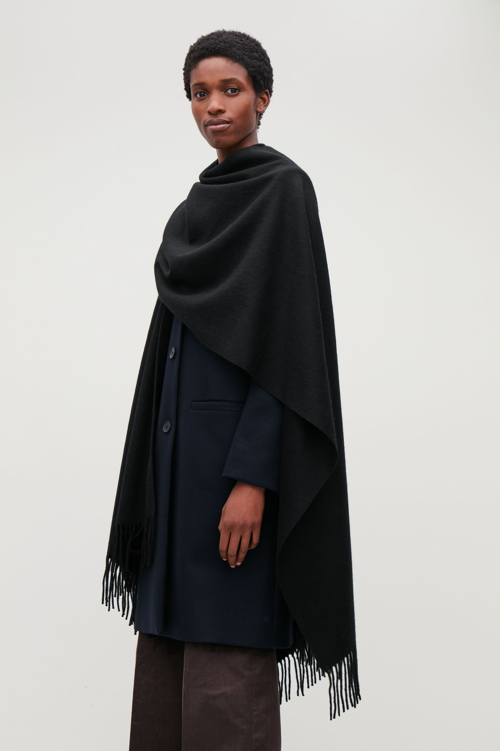 Cos Fringed Cape $125 