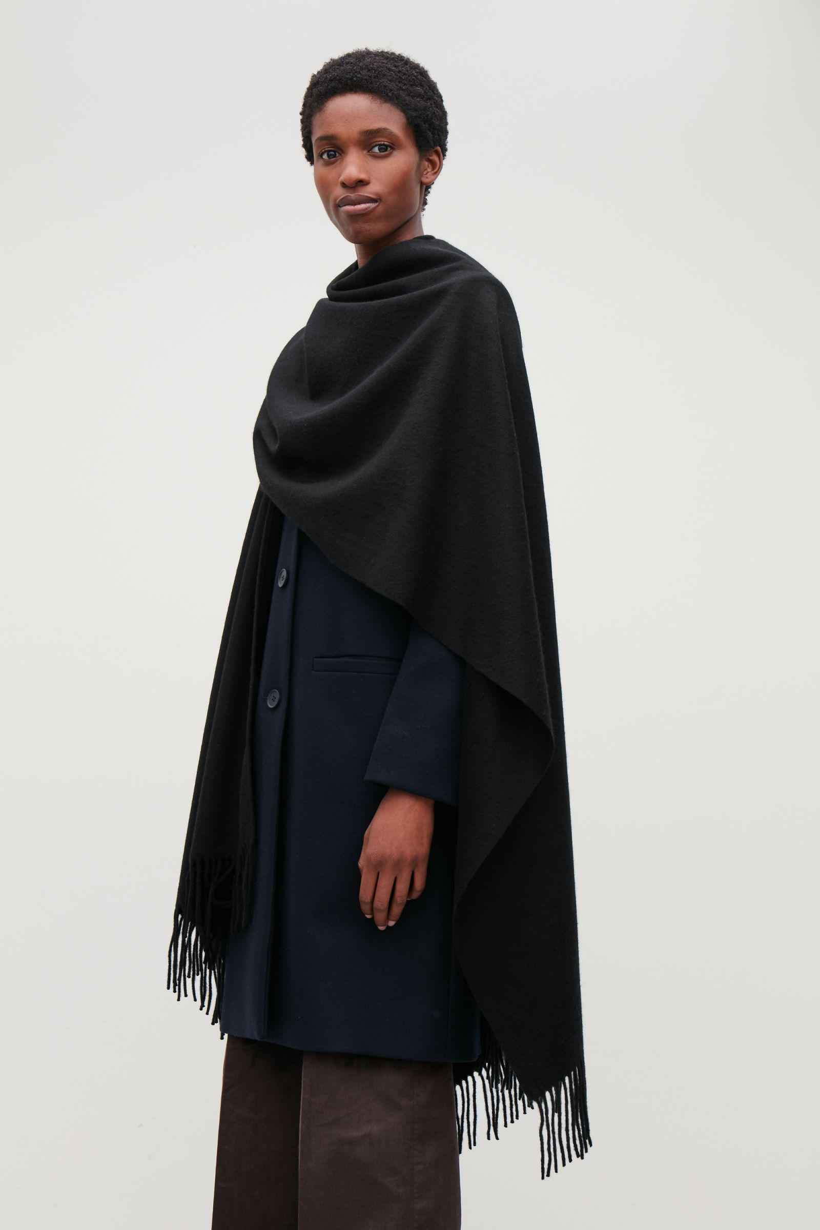 Cos Fringed Cape $125