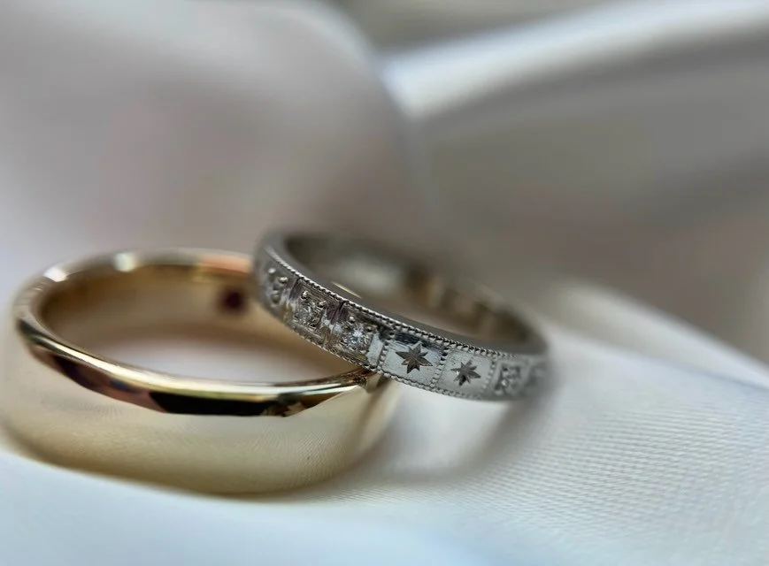 a study in line, light, and proportion.

this collection of custom rings draws from the art deco period, where geometry became a language of elegance. disciplined symmetry, elongated forms, and deliberate repetition create a sense of quiet grandeur, 