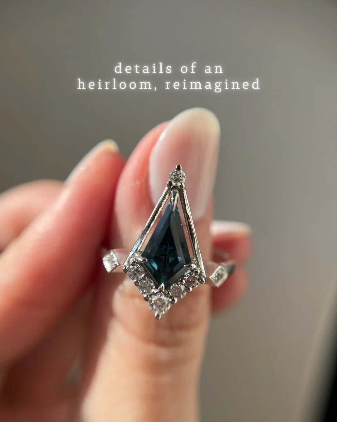 with the smaller diamonds from a client&rsquo;s heirloom cluster ring, we redesigned a new heirloom for her daughter centred around a large blue topaz.

there is something genuinely thrilling about building something new out of what already exists: a