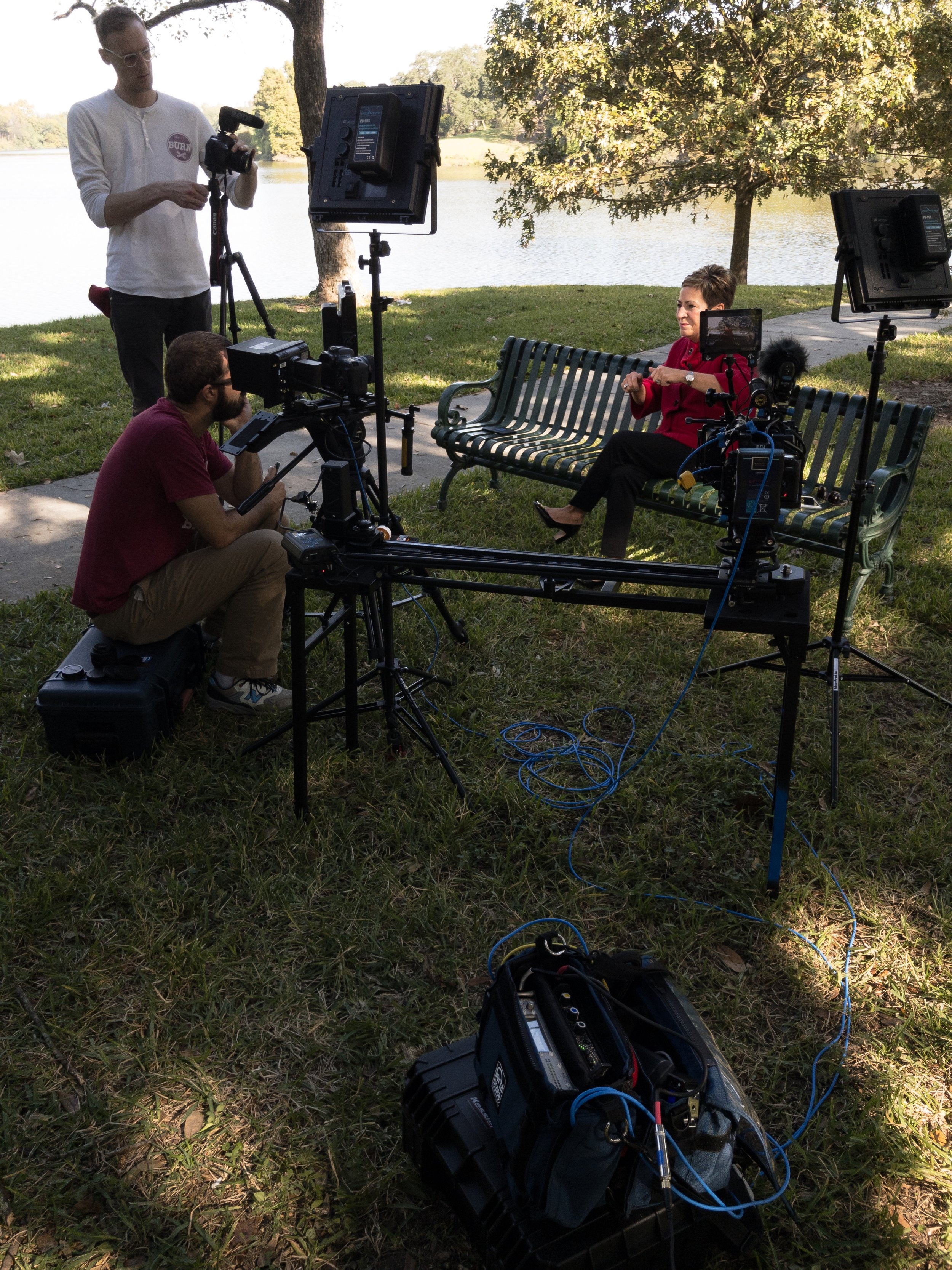 Filming interview with Bishop Cynthia Harvey