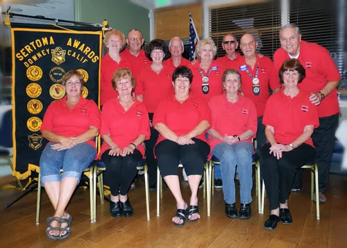 Downey Sertoma Club members, top row, from left: Ilene Wheeler, President John McKinsey, Martha Call, Henry Call, Geri LIttle, Britt Rivers, Tom Little and Maurie Thomas. Bottom row: Sharon Tooley, Ardith Rivers, District Gov. Pat McCool, Sammi-Jo Dunphy and Judi Thomas.