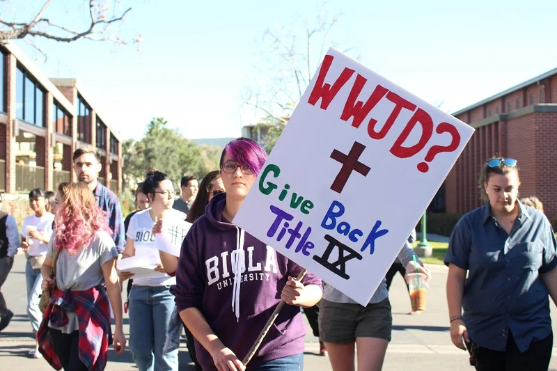LGBT rights protest pushes back against Biola's request to opt out of Title IX   