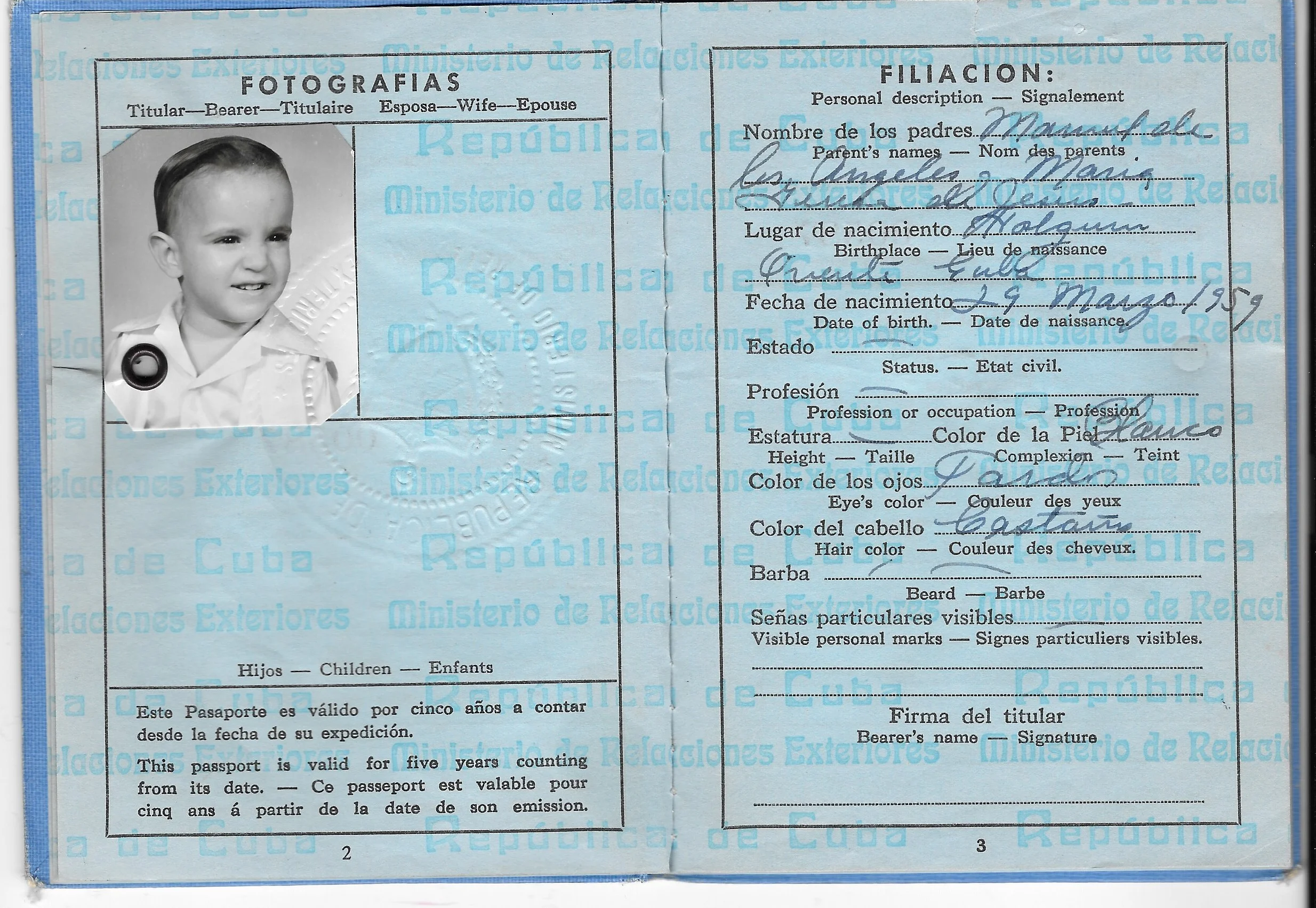 My parents escaped Cuba in 1965, seeking a life of freedom in the United States. Here is a copy of my passport.